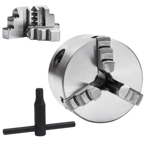 vidaXL Bucha de torno autocentrante com 3 grampos 80 mm aço