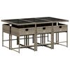 vidaXL 7 pcs conjunto de jantar p/ jardim c/ almofad&otilde;es vime PE cinza