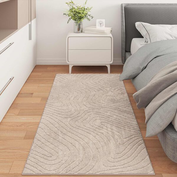 vidaXL Tapetes de &aacute;rea Retangular PALMERAS Bege 200 x 80 cm Poli&eacute;ster