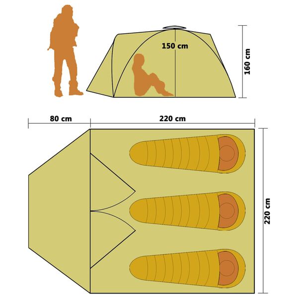 vidaXL Tenda de campismo pop-up 3 pessoas azul