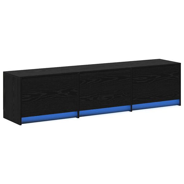 vidaXL Rack de TV com LED com gaveta Carvalho Preto 165 x 34 x 40 cm