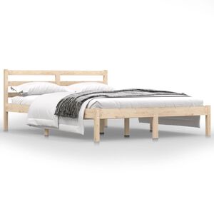 vidaXL Estrutura de cama casal 135x190 cm pinho maci&ccedil;o