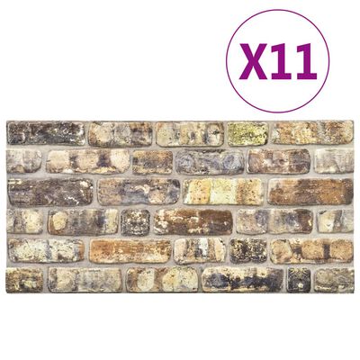 vidaXL Painéis de parede 3D c/ design tijolos multicor 11 pcs EPS