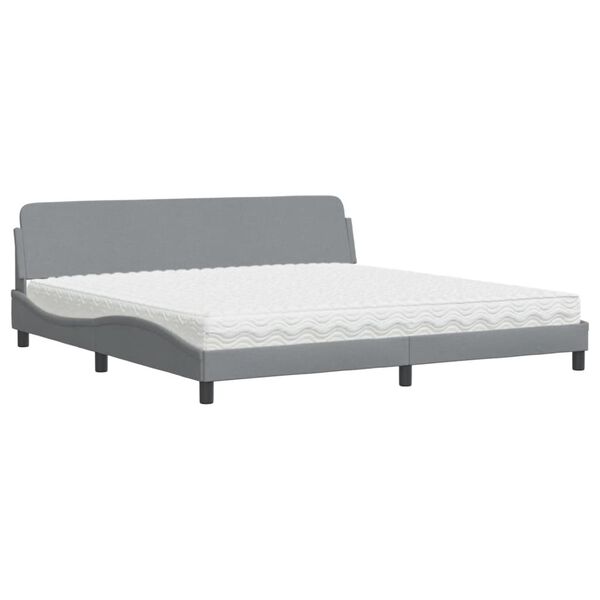vidaXL Cama com colch&atilde;o Dover 200x200 cm tecido cinzento-claro