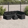 vidaXL 8 pcs conjunto sof&aacute;s de jardim com almofad&otilde;es vime PE preto