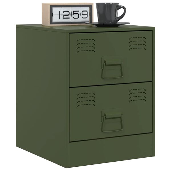 vidaXL Mesa de cabeceira 34,5x39x44 cm aço verde