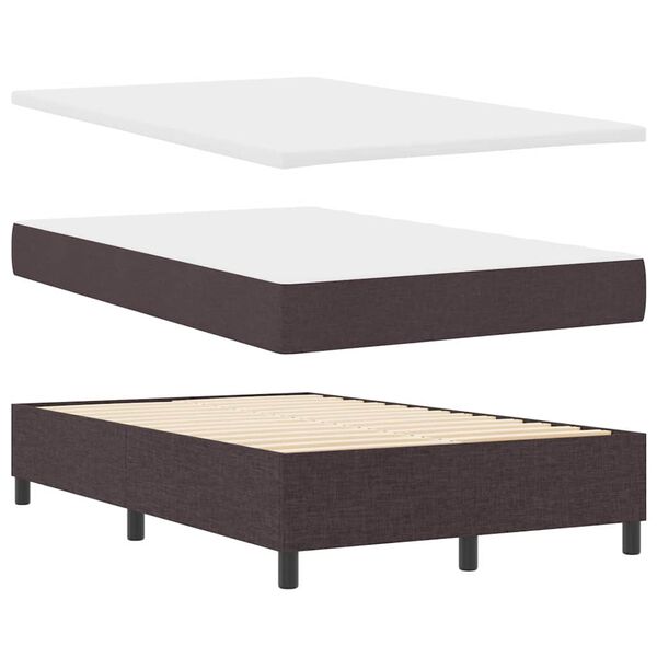 vidaXL Cama Box com cabeceira Marrom Escuro 120 x 200 cm tecido