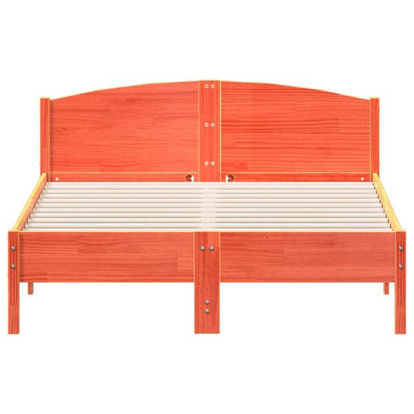 vidaXL Cama sem colch&atilde;o 135x190 cm madeira pinho maci&ccedil;a castanho-mel