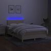 vidaXL Cama box spring c/ colch&atilde;o e LED 120x190 cm tecido cor creme