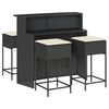 vidaXL 5 pcs conjunto de bar p/ jardim c/ almofad&otilde;es vime PE preto