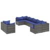 vidaXL 9 pcs conjunto sof&aacute;s p/ jardim com almofad&otilde;es vime PE cinzento