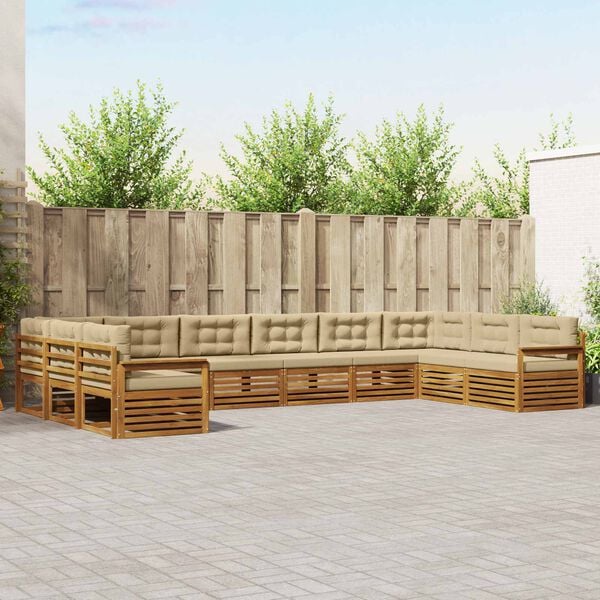 vidaXL Conjuntos de sof&aacute;s com almofada 4 pcs Natural e Bege