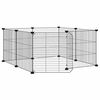 vidaXL Gaiola para animais de estima&ccedil;&atilde;o com 8 pain&eacute;is e porta, preta, 70x70x35 cm, a&ccedil;o