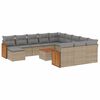 vidaXL 13 pcs conjunto de sof&aacute;s p/ jardim com almofad&otilde;es vime PE bege