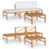 vidaXL 4 pcs conj. lounge jardim c/ almofad&otilde;es cor creme teca maci&ccedil;a