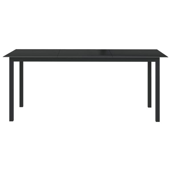 vidaXL Mesa de jardim em alumínio e vidro 190x90x74 cm preto
