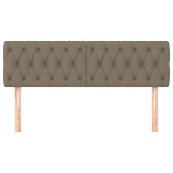 vidaXL Cabeceira cama 2 pcs tecido 72x7x78/88 cm cinzento-acastanhado