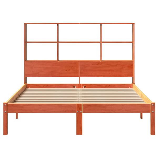 vidaXL Cama com estante sem colch&atilde;o 160x200 cm pinho maci&ccedil;o