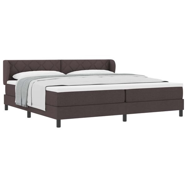 vidaXL Cama Box com colch&atilde;o Marrom Escuro 200 x 200 cm tecido