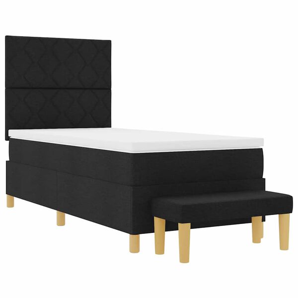 vidaXL Cama Box com colch&atilde;o com cabeceira Preto 100 x 200 cm tecido