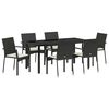 vidaXL Conjunto de Jantar para Jardim com almofada 7 pcs Preto vime PE