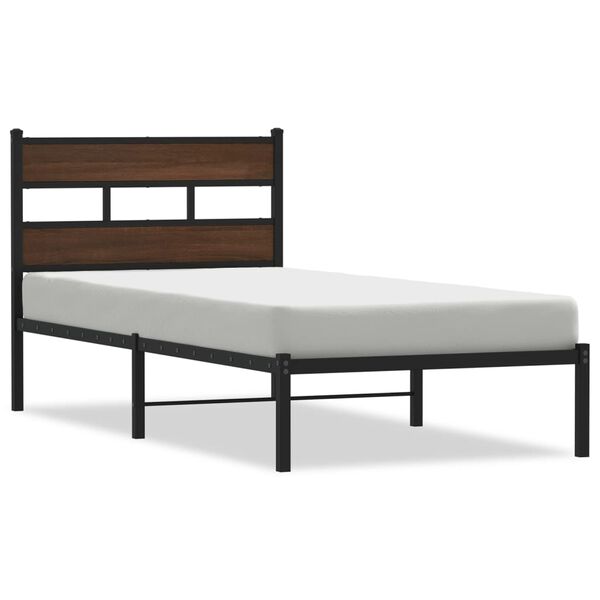 vidaXL Cama sem colch&atilde;o com cabeceira 90x200 cm carvalho castanho