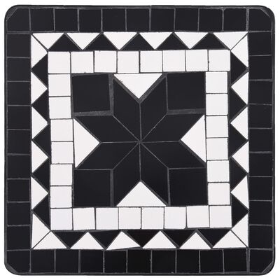 vidaXL Mesa de apoio em mosaico cerâmica preto e branco
