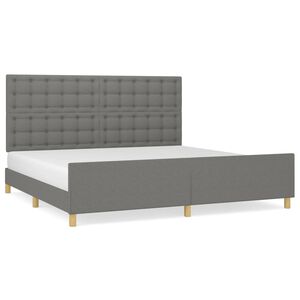 vidaXL Estrutura de cama sem colch&atilde;o 200x200 cm tecido cinzento-escuro