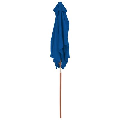 vidaXL Guarda-sol de exterior c/ mastro de madeira 150x200 cm azul