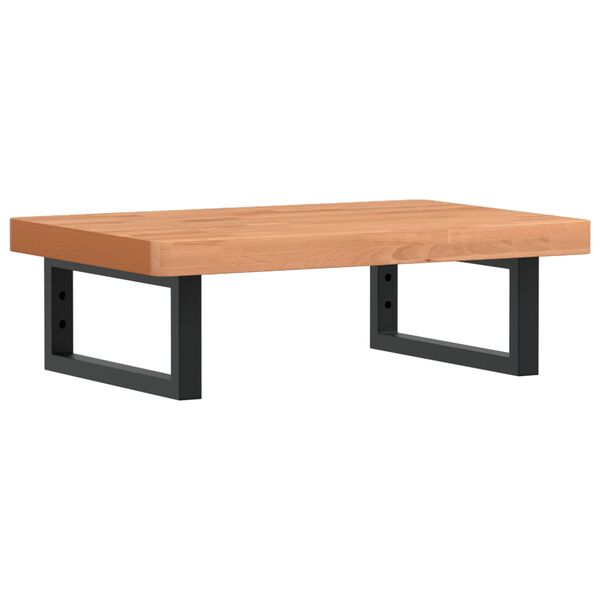 vidaXL Prateleira de parede p/ lavat&oacute;rio a&ccedil;o/madeira de faia maci&ccedil;a