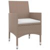 vidaXL 5 pcs conjunto de jantar p/ jardim c/ almofad&otilde;es vime PE/vidro