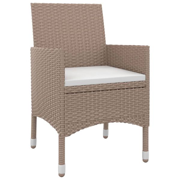 vidaXL 5 pcs conjunto de jantar p/ jardim c/ almofad&otilde;es vime PE/vidro