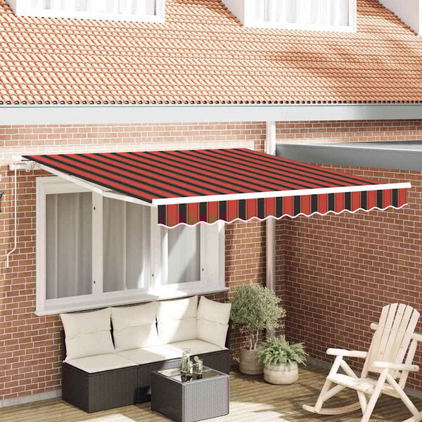 vidaXL Toldo Retr&aacute;til Manual Laranja e Marrom 300 x 250 cm