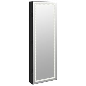 vidaXL M&oacute;vel para joias de parede espelhado com luzes LED preto