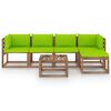 vidaXL 6 pcs conjunto lounge de jardim c/ almofad&otilde;es verde brilhante