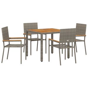 vidaXL Conjunto de Jantar para Jardim 5 pcs Cinzeto vime PE