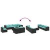vidaXL 8 pcs conjunto lounge de jardim c/ almofad&otilde;es vime PE preto