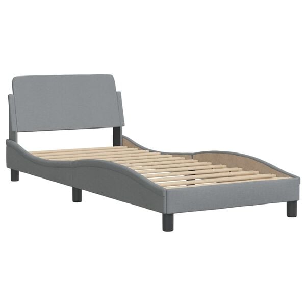 vidaXL Cama com colch&atilde;o Hvar 90x200 cm tecido cinzento-claro