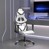 vidaXL Cadeira gaming massagens couro artificial branco e preto