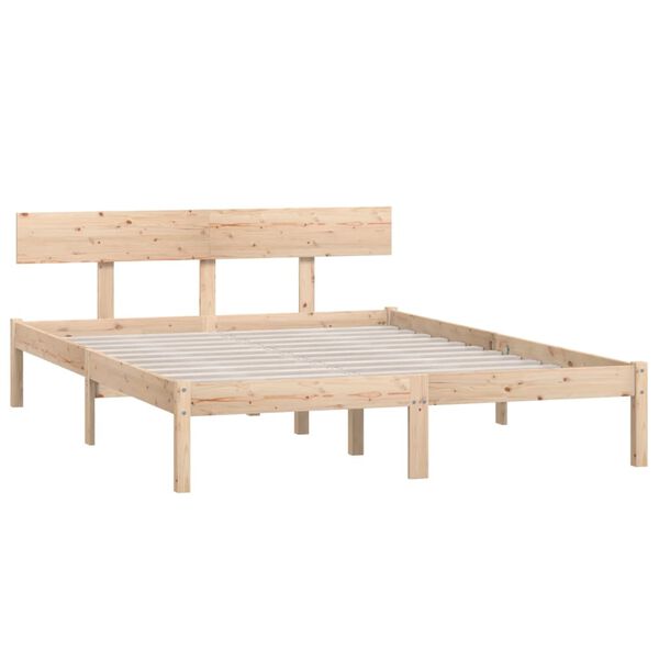 vidaXL Estrutura de cama casal 135x190 cm pinho maciço