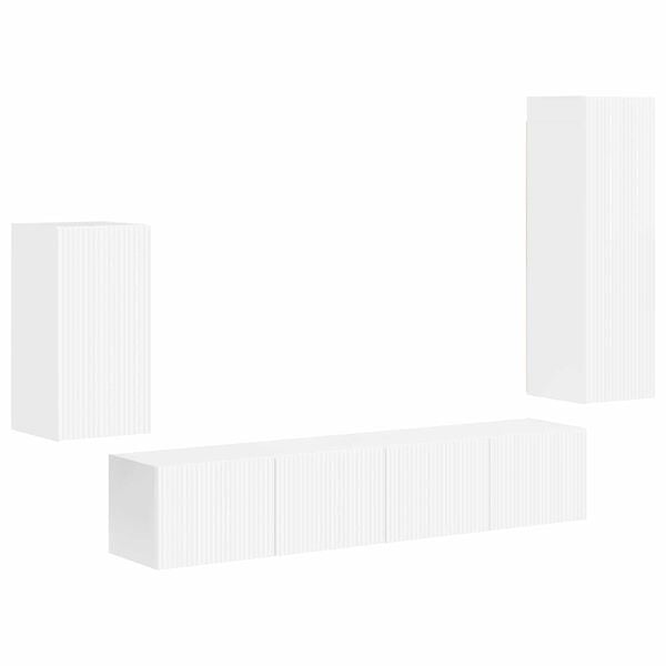 vidaXL Conjunto de m&oacute;vel de TV 4 pcs Branco Brilhante