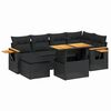 vidaXL 7 pcs conjunto de sof&aacute;s p/ jardim c/ almofad&otilde;es vime PE preto