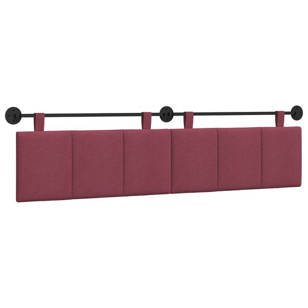 vidaXL Cabeceira Suspensa Riscas Vinho Vermelho 210 x 55 x 5 cm tecido