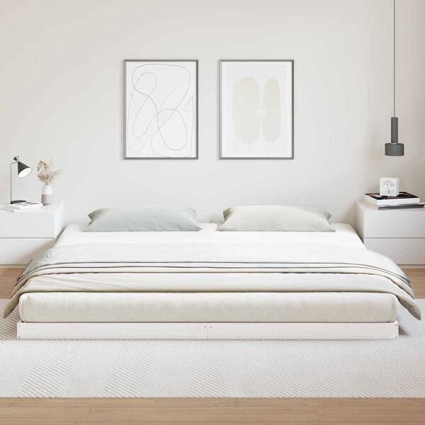 vidaXL Estrutura de cama de ch&atilde;o Branco 213.5 x 104 x 9 cm