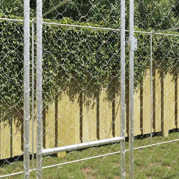 vidaXL Jaula para c&atilde;o Prateado 600 x 200 x 200 cm A&ccedil;o Galvanizado