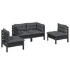 vidaXL 4 pcs conjunto lounge jardim c/ almofad&otilde;es pinho maci&ccedil;o