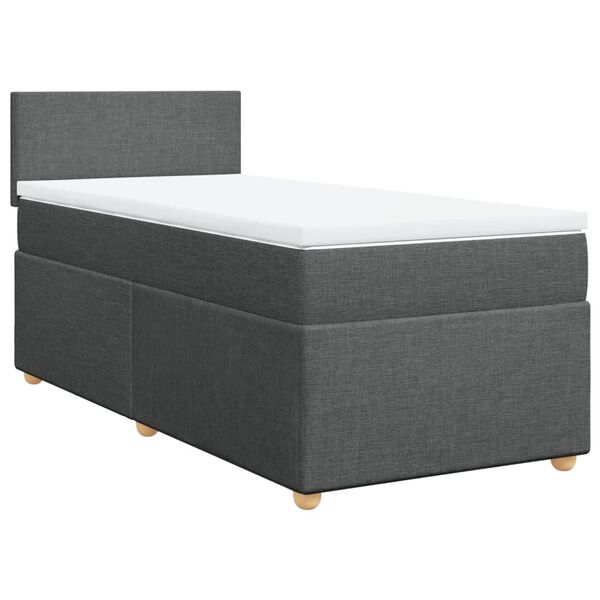 vidaXL Cama com molas/colch&atilde;o 90x190 cm tecido cinza-escuro