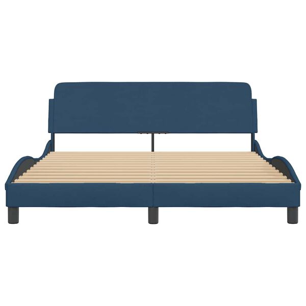 vidaXL Estrutura de cama com cabeceira Dover 160x200 cm tecido azul