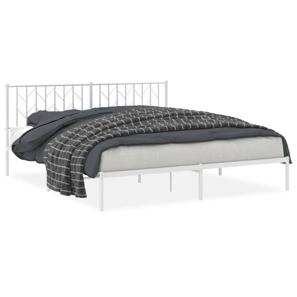 vidaXL Estrutura de cama com cabeceira 183x213 cm metal branco