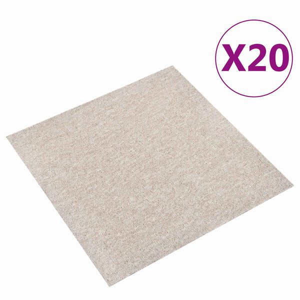 vidaXL Tapete 20 pcs Bege Claro 50 x 50 cm 100% Polipropileno
